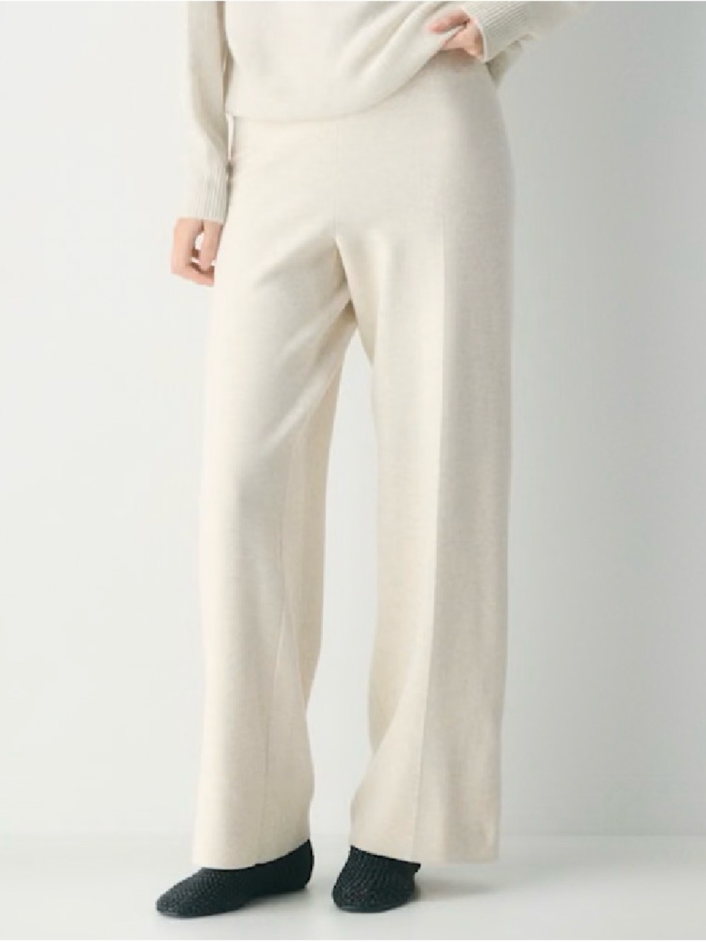 Wilfred Aritzia Souvenir Wide-Leg Knit Pants - Cream, Women’s XL